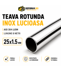 Teava rotunda inox lucios AISI 304 LUSM, 25 x 1.5 mm, 6 metri